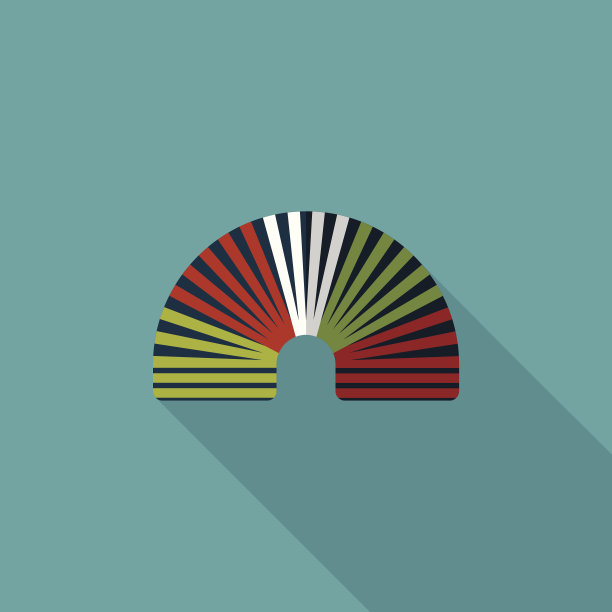 彩虹螺旋平面图标与长影子，eps10图片下载