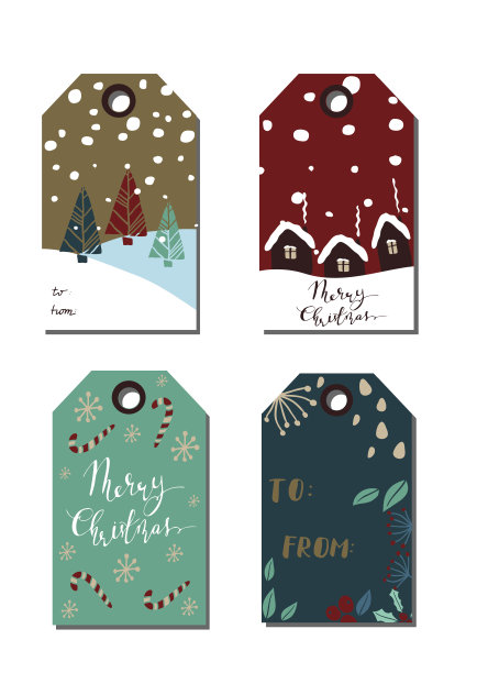 圣诞礼品标签套装图片下载