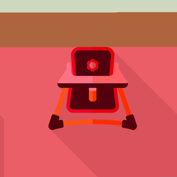 婴儿高椅子的图标与长影子，eps10图片下载