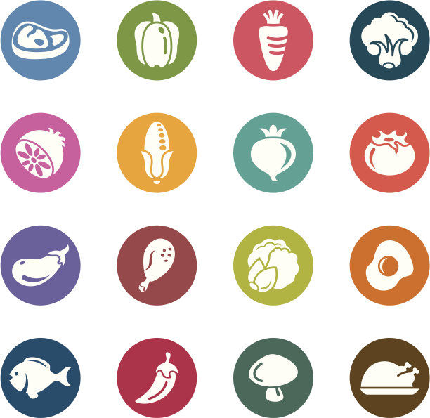 食物和蔬菜颜色图标图片下载