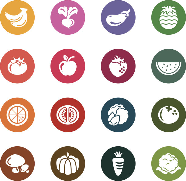 水果和蔬菜颜色图标图片下载