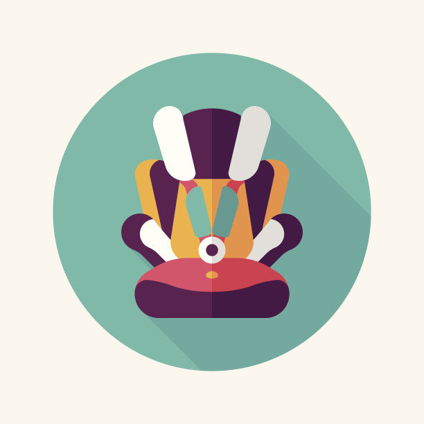 婴儿汽车座椅平图标与长影子，eps10图片下载