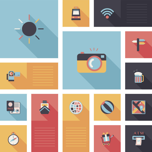 旅行平面UI背景，eps10图片下载