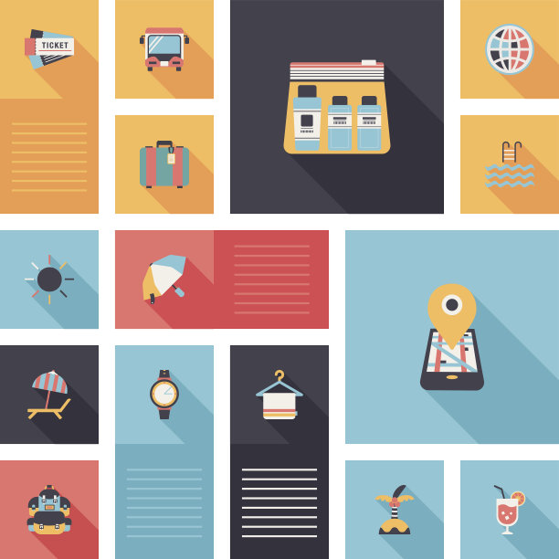 旅行平面UI背景，eps10图片下载