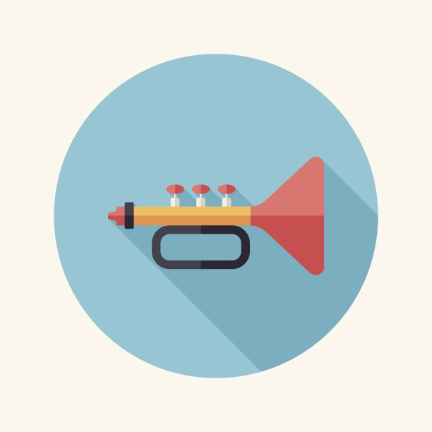 喇叭或喇叭平图标与长影子，eps10图片下载