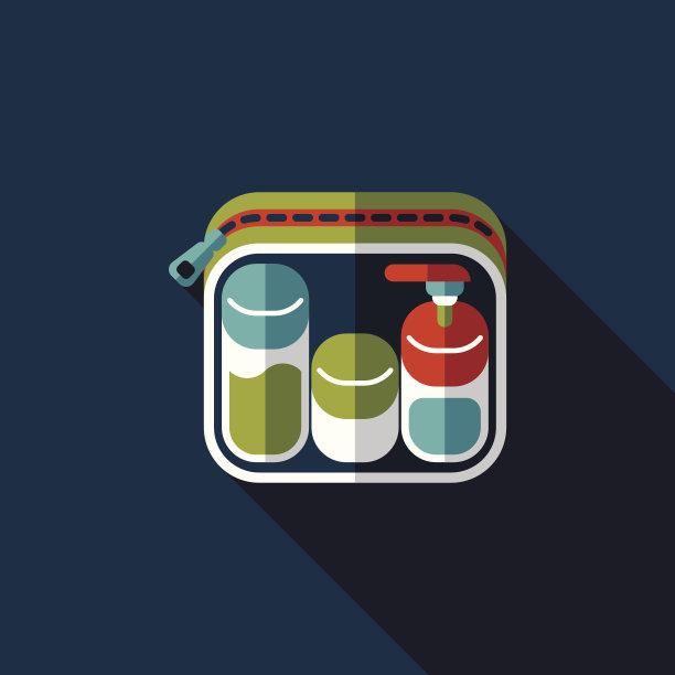 化妆品容器平面图标与长阴影图片下载