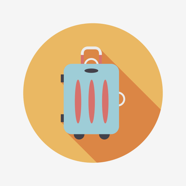 复古的旅行箱，扁平的图标与长影子图片下载