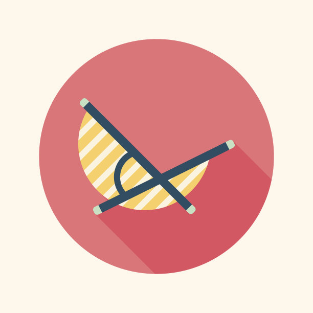 躺椅海滩日光浴床椅子平与长阴影图标图片下载