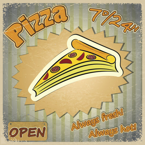 老式垃圾卡片配披萨菜单。图片下载