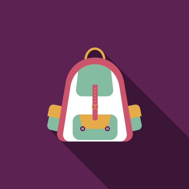 背包平面图标与长影子图片下载