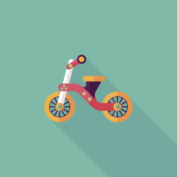 儿童三轮车平面图标与长影子，eps10图片下载