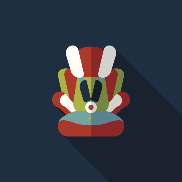 婴儿汽车座椅平图标与长影子，eps10图片下载