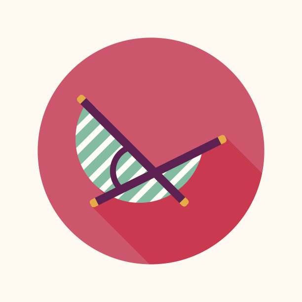 躺椅海滩日光浴床椅子平与长阴影图标图片下载