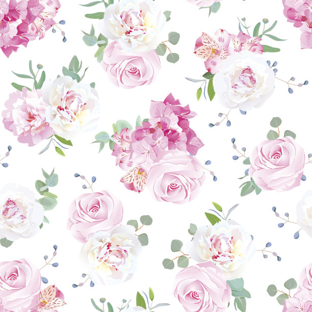 小婚礼花束矢量无缝打印图片下载