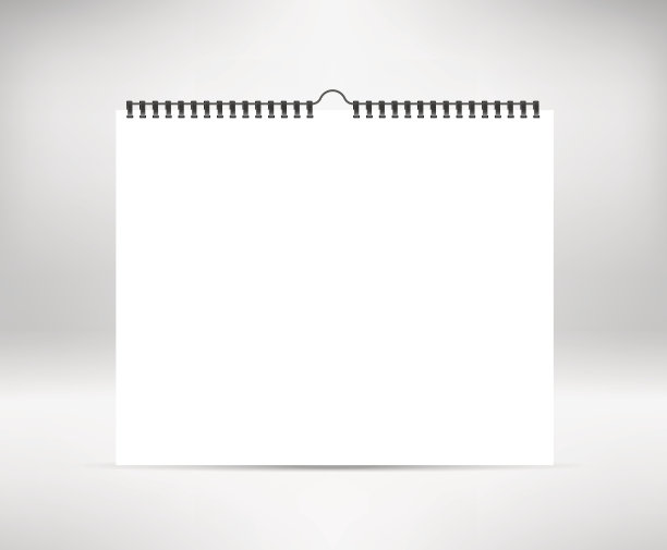 空白日历模拟。带有螺旋的现实主义纸张，图片下载