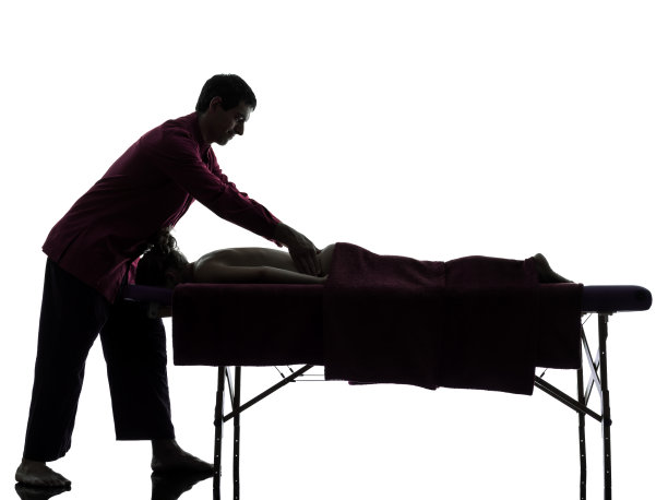 背部按摩疗法剪影图片下载