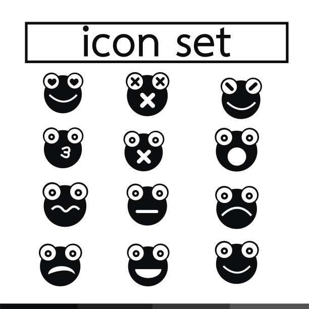 青蛙情感图标设置插画设计图片下载