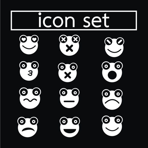 青蛙情感图标设置插画设计图片下载