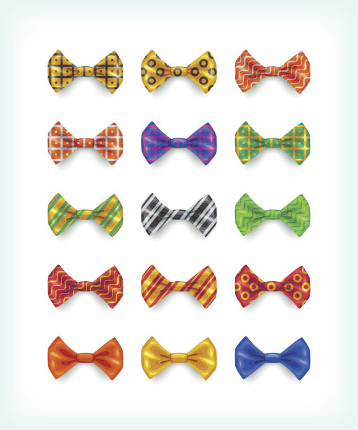 领结集合。不同的颜色和图案领带矢量插图图片下载