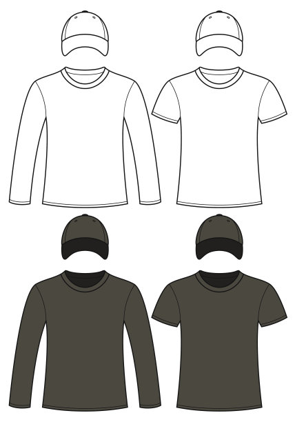 空白t恤和帽模板图片下载