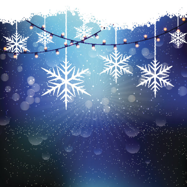 圣诞的雪花和彩灯图片下载