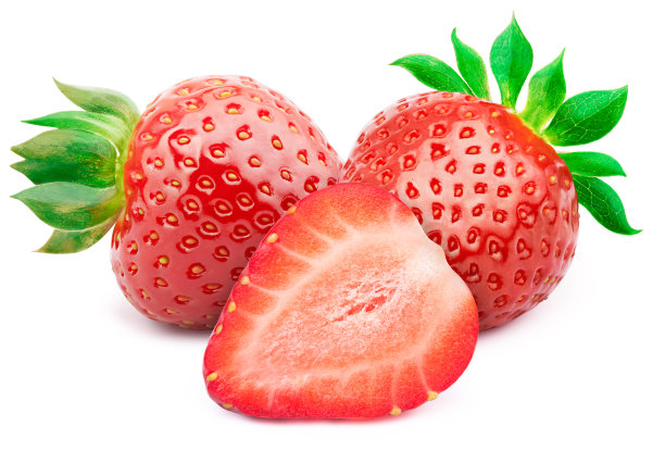 叶子孤立在白色上的草莓图片下载