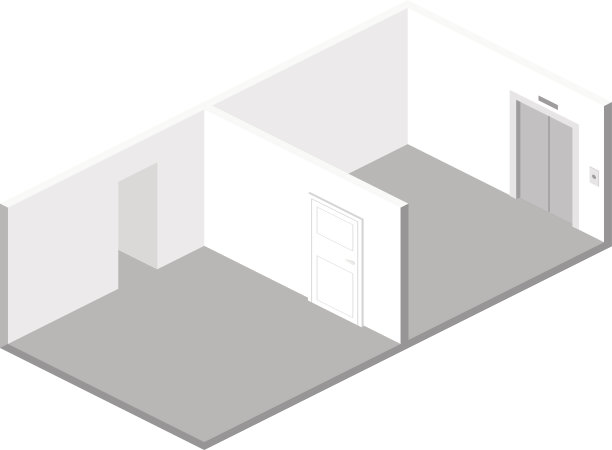等距平面三维抽象室内采用房间。图片下载