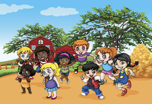 孩子们在农场里跳舞图片下载