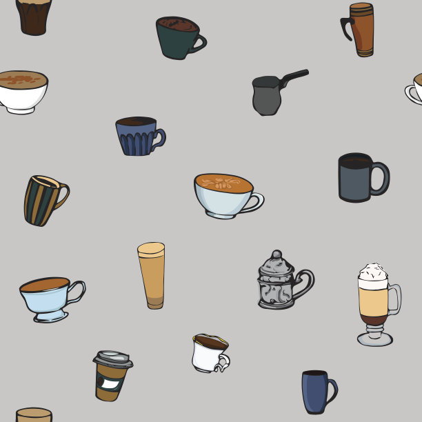 咖啡杯无缝图案。图片下载