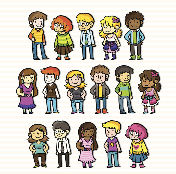 男孩和女孩有不同的衣服和颜色图片下载