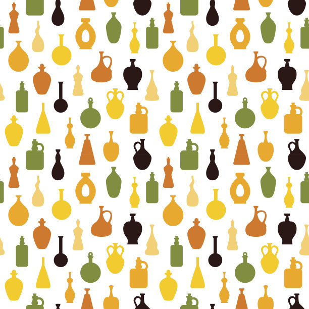 无缝矢量模式与酒瓶。图片下载