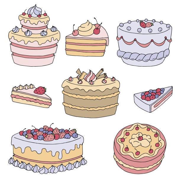 蛋糕甜点图形颜色隔离设置插图向量图片下载