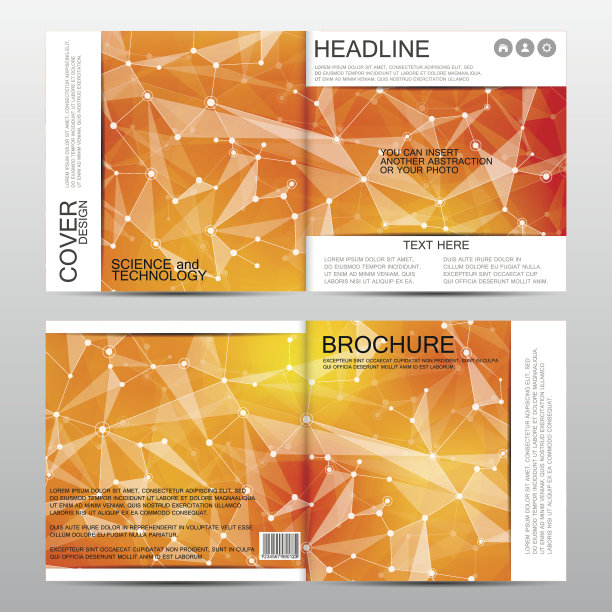 具有分子结构的方形宣传册模板。几何抽象背景。医学、科学、技术。矢量图图片下载