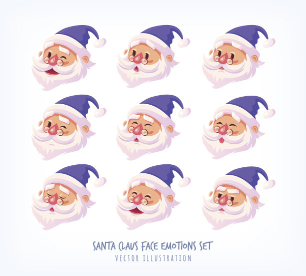 一套蓝色套装的圣诞老人面对表情符号图片下载