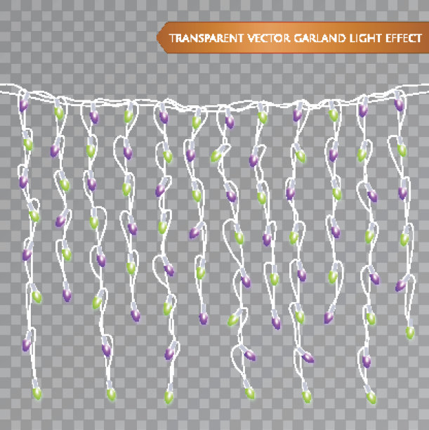 圣诞节逼真灯光隔离设计元素图片下载