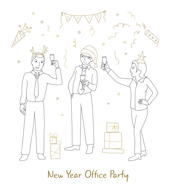 办公室党矢量插图线条风格图片下载