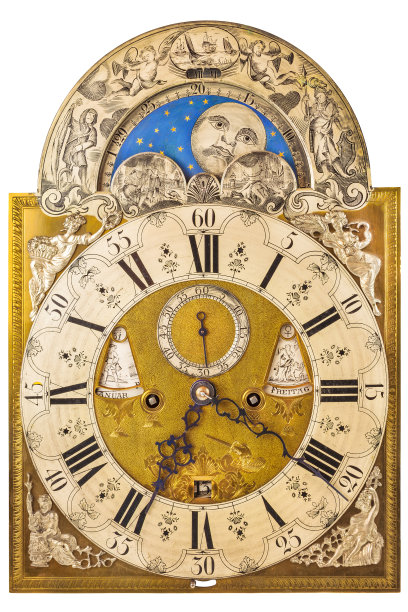 中世纪德国时钟孤立在白色上图片下载