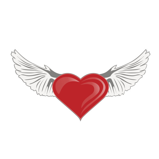 长着翅膀的心。矢量图图片下载