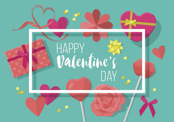 情人节创意横幅设计在平面现代风格图片下载