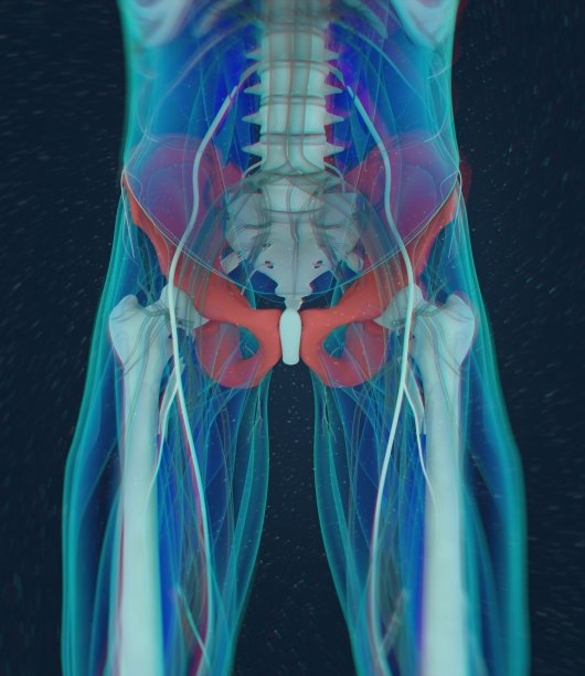 髂骨，人体解剖学。3 d演示。图片下载