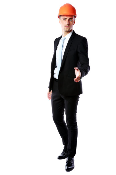 戴着头盔的商人握手图片下载