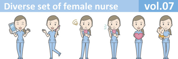 多样化的女性护士，EPS10矢量格式卷。07图片下载