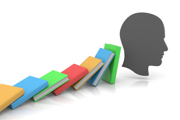 书与头的多米诺骨牌图片下载