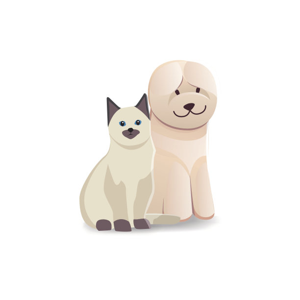 可爱的家庭宠物。卡通猫和狗。最好的朋友说明图片下载