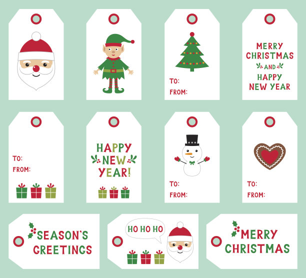 圣诞和新年标签集图片下载