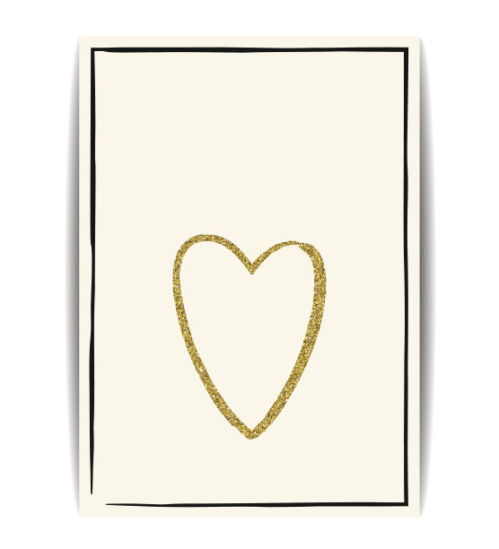 情人节模板与黄金闪闪的心和地方的文本图片下载