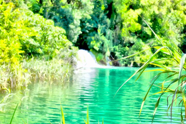 背景水彩画山川风景图片下载
