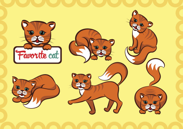 一组红色的猫和小猫图片下载