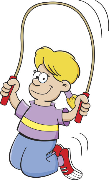 卡通女孩跳绳。图片下载