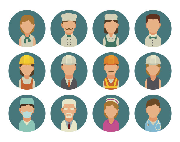 设置图标字符生成器。矢量平面插图图片下载